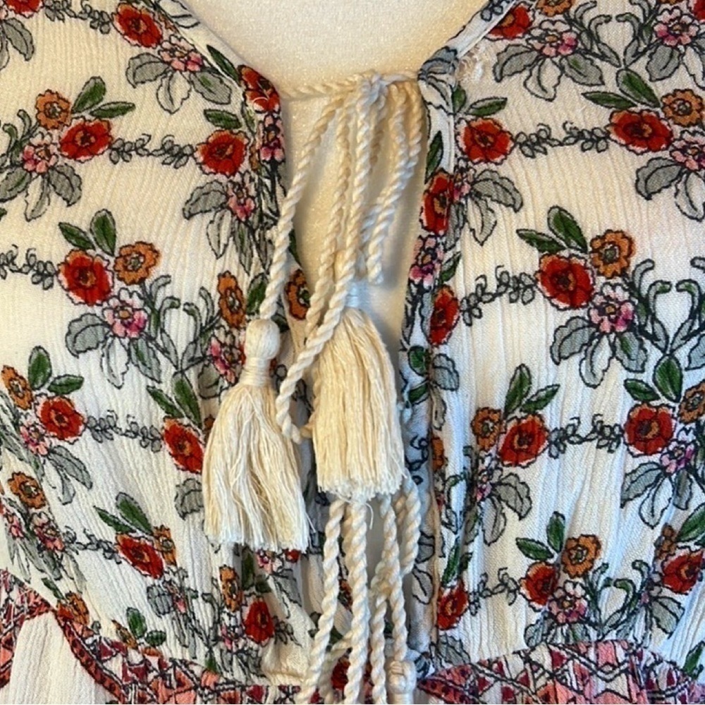 Patrons of Peace Foral Double Boho Babydoll Tank Top Size Small - Picture 4 of 7